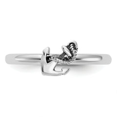 Sterling Silver Stackable Expressions Antiqued Anchor Ring