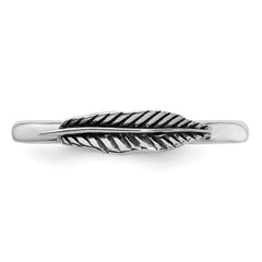 Sterling Silver Stackable Expressions Antiqued Feather Ring