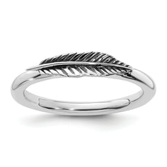 Sterling Silver Stackable Expressions Antiqued Feather Ring