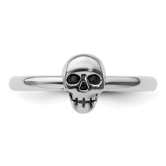 Sterling Silver Stackable Expressions Antiqued Skull Ring