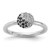 Sterling Silver Stackable Expressions Rhodium White Topaz Onyx Ring