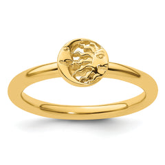 Sterling Silver Stackable Expressions Yellow-plated Sun/Moon Ring