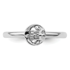 Sterling Silver Stackable Expressions Rhodium Sun/Moon Ring