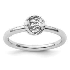 Sterling Silver Stackable Expressions Rhodium Sun/Moon Ring