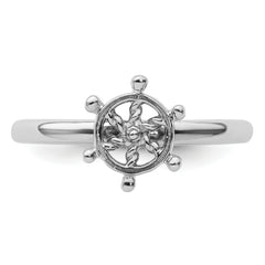 Sterling Silver Stackable Expressions Rhodium Ship's Wheel Ring