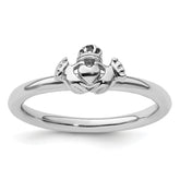 Sterling Silver Stackable Expressions Rhodium Claddagh Ring