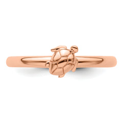 Sterling Silver Stackable Expressions Pink-plated Turtle Ring