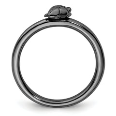 Sterling Silver Stackable Expressions Black-plated Turtle Ring