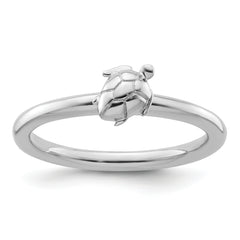 Sterling Silver Stackable Expressions Rhodium Turtle Ring