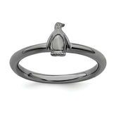Sterling Silver Stackable Expressions Black-plated Penguin Ring