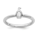 Sterling Silver Stackable Expressions Rhodium Penguin Ring