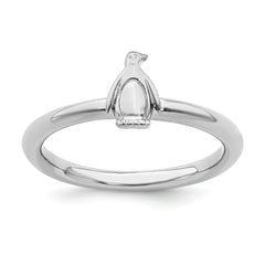 Sterling Silver Stackable Expressions Rhodium Penguin Ring
