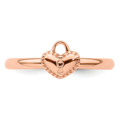 Sterling Silver Stackable Expressions Pink-plated Heart Padlock Ring