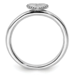 Sterling Silver Stackable Expressions Rhodium Heart Padlock Ring