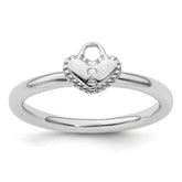 Sterling Silver Stackable Expressions Rhodium Heart Padlock Ring