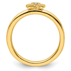 Sterling Silver Stackable Expressions Yellow-plated Dia. Clover Ring