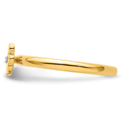 Sterling Silver Stackable Expressions Yellow-plated Dia. Clover Ring