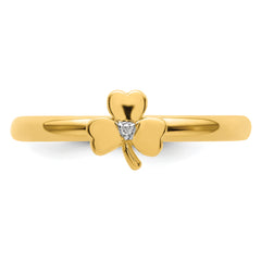 Sterling Silver Stackable Expressions Yellow-plated Dia. Clover Ring