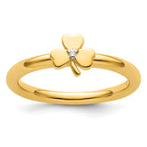 Sterling Silver Stackable Expressions Yellow-plated Dia. Clover Ring