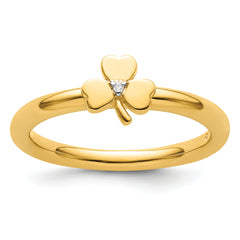 Sterling Silver Stackable Expressions Yellow-plated Dia. Clover Ring