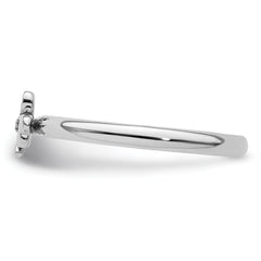 Sterling Silver Stackable Expressions Rhodium Diamond Clover Ring
