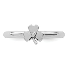 Sterling Silver Stackable Expressions Rhodium Diamond Clover Ring