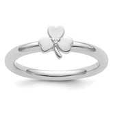 Sterling Silver Stackable Expressions Rhodium Diamond Clover Ring