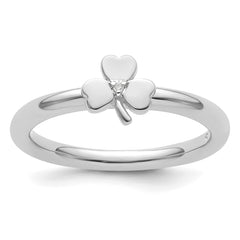 Sterling Silver Stackable Expressions Rhodium Diamond Clover Ring