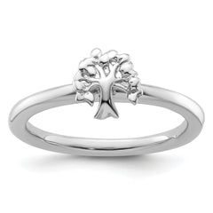 Sterling Silver Stackable Expressions Rhodium Tree Ring