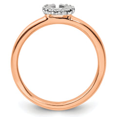 Sterling Silver Stackable Expressions Pink-plated Dia. Horseshoe Ring