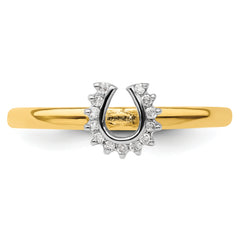Sterling Silver Stackable Expressions Yellow-plated Dia. Horseshoe Ring