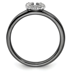 Sterling Silver Stackable Expressions Black-plated Dia. Horseshoe Ring