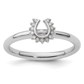 Sterling Silver Stackable Expressions Rhodium Dia. Horseshoe Ring