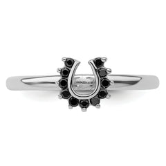 Sterling Silver Stackable Expressions Rhodium Black Dia. Horseshoe Ring