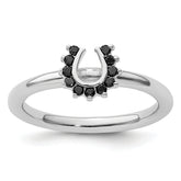 Sterling Silver Stackable Expressions Rhodium Black Dia. Horseshoe Ring