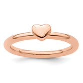 Sterling Silver Stackable Expressions Pink-plated Puffed Heart Ring