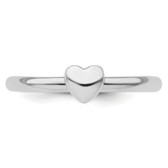 Sterling Silver Stackable Expressions Rhodium Puffed Heart Ring