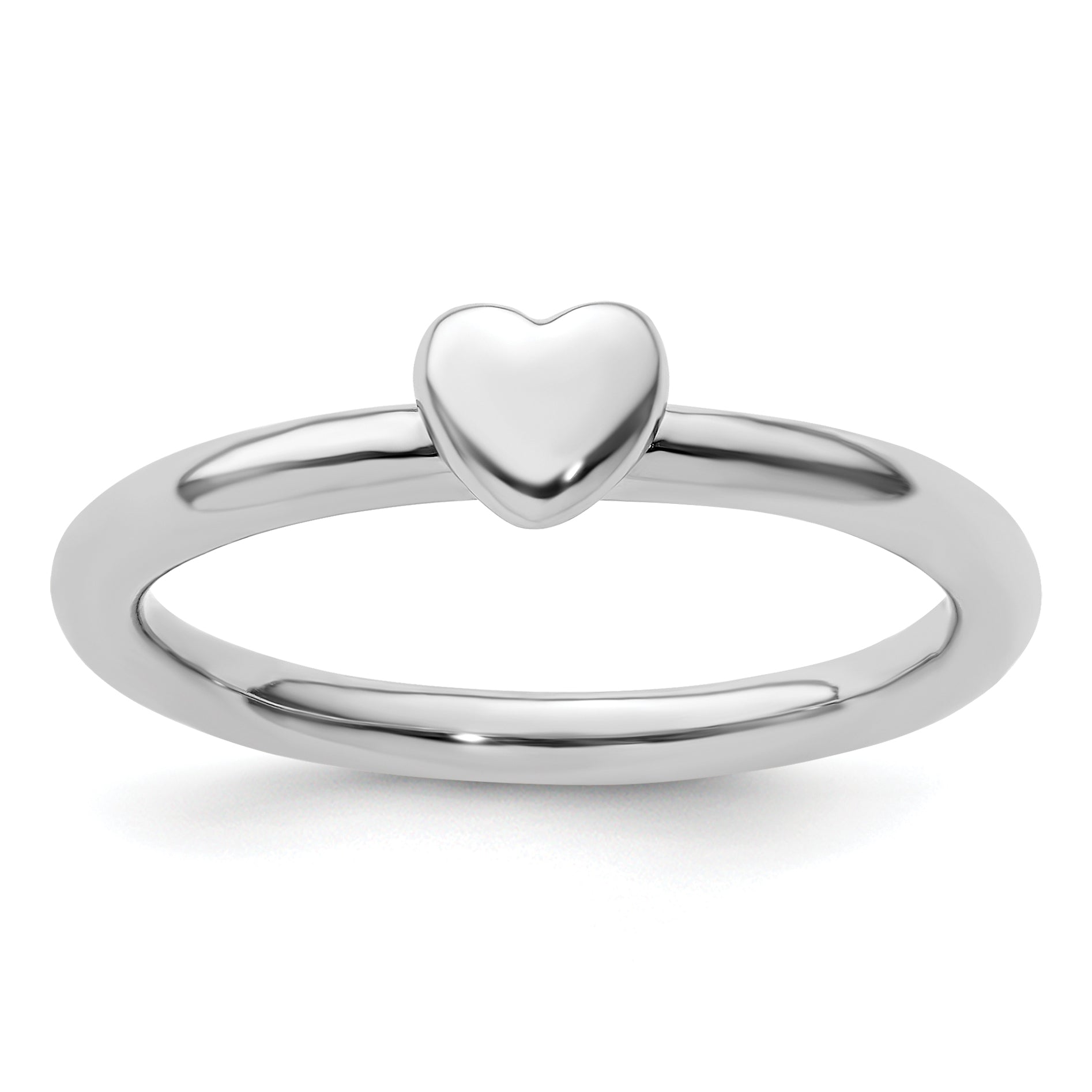 Sterling Silver Stackable Expressions Rhodium Puffed Heart Ring