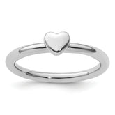 Sterling Silver Stackable Expressions Rhodium Puffed Heart Ring