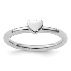 Sterling Silver Stackable Expressions Rhodium Puffed Heart Ring
