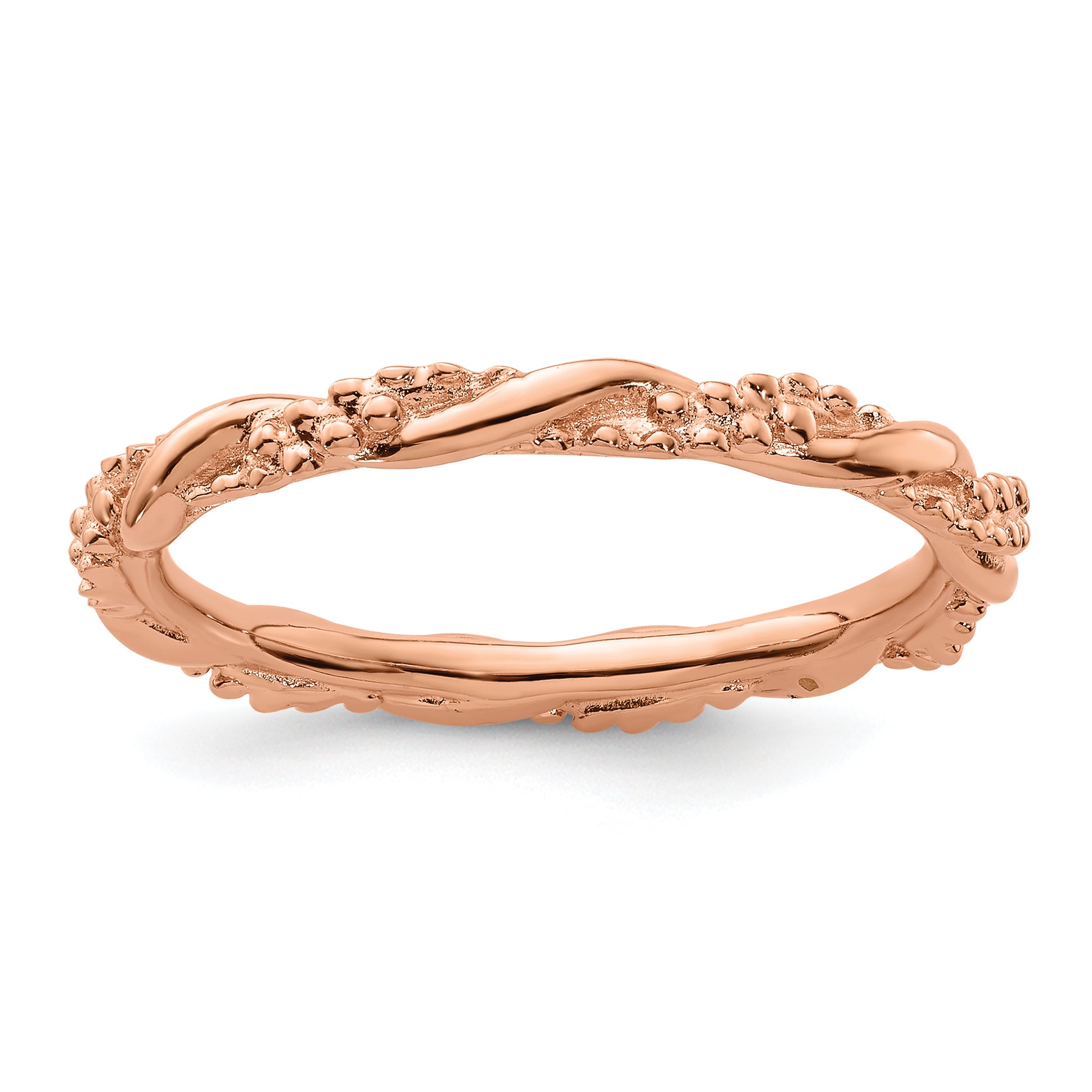 Sterling Silver Stackable Expressions Pink-plated Twist Ring