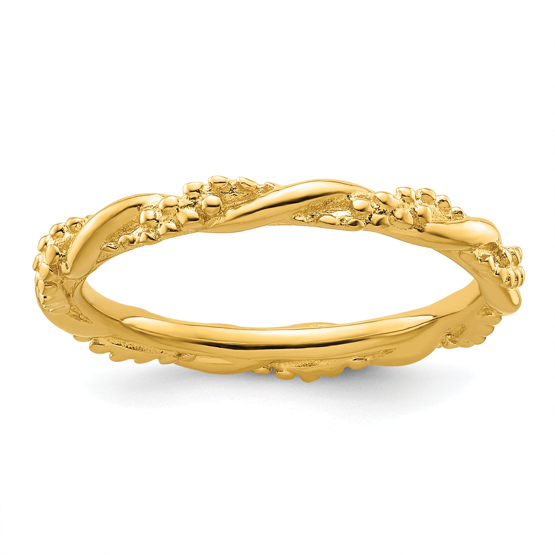 Sterling Silver Stackable Expressions Yellow-plated Twist Ring