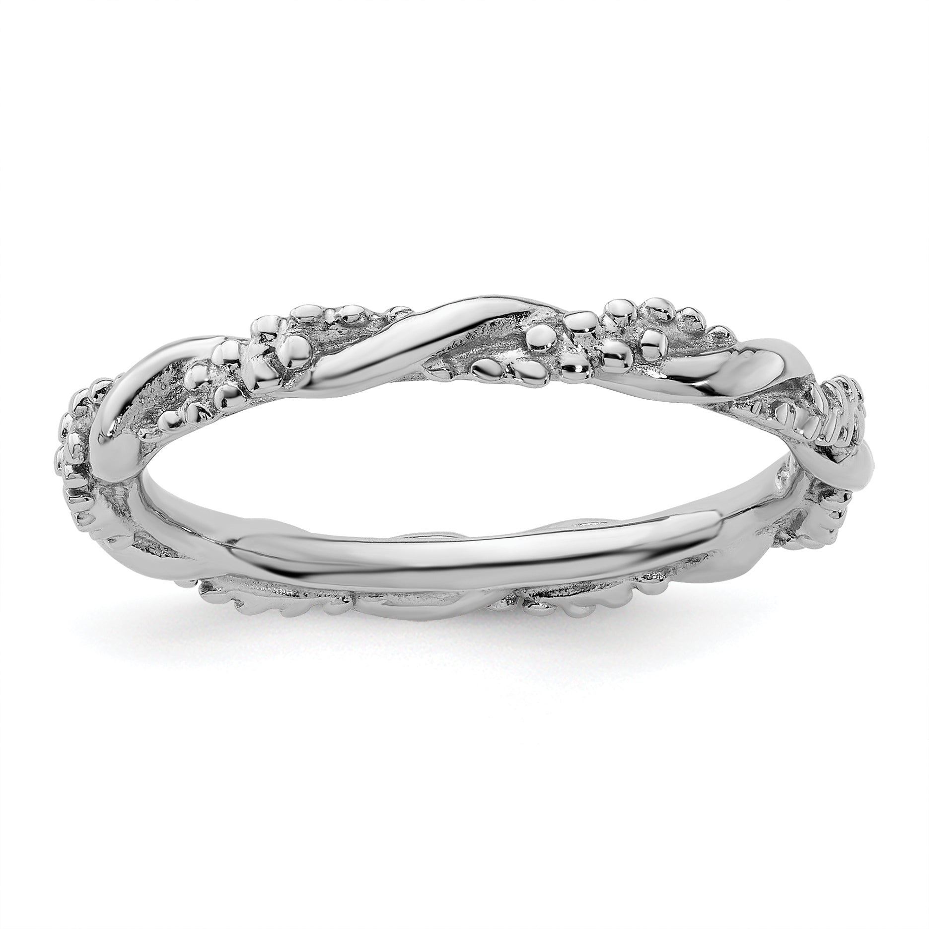 Sterling Silver Stackable Expressions Rhodium Twist Ring