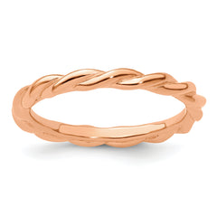 Sterling Silver Stackable Expressions Pink-plated Twist Ring