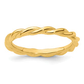 Sterling Silver Stackable Expressions Yellow-plated Twist Ring