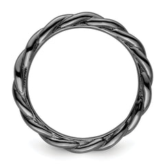 Sterling Silver Stackable Expressions Black-plated Twist Ring