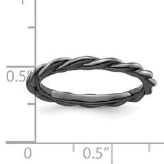 Sterling Silver Stackable Expressions Black-plated Twist Ring