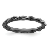 Sterling Silver Stackable Expressions Black-plated Twist Ring