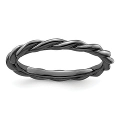 Sterling Silver Stackable Expressions Black-plated Twist Ring