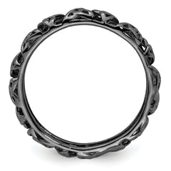 Sterling Silver Stackable Expressions Black-plated Celtic Knot Ring